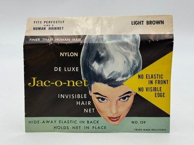 Vintage Nylon Deluxe Jac-O-Net Invisible Hair Net Hideaway Back Elastic NOS