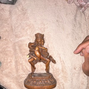 Tibetan Buddhism yub-yum Mandkesvara. wood Carved 6 Inches