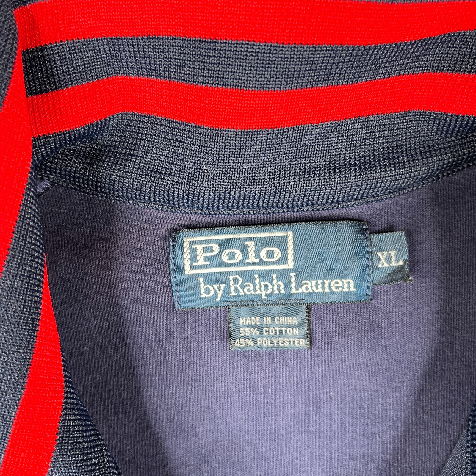 Polo Ralph Lauren Track Jacket XL blu navy grande bianco pony full zip uomo