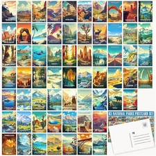 LCLAIDYDY 63 National Parks Postcard Set,Vintage Travel 4x6inches, Colorful 