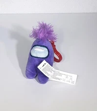 Just Toys Toikido Among Us Series 2 Clip On Keychain Purple Mohawk Plush Toy 4"