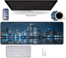 Desk Pad Mat Gaming Mouse Pads with Coasters, Office Desk Mat 31.5"  11.8"