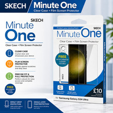 For (Samsung Galaxy S24 ULTRA) SKECH Clear Case + Film Screen Protector Cover