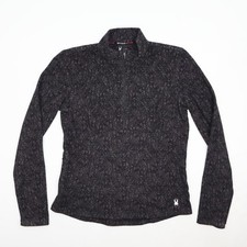 Spyder Women's M 1/4 Zip Fleece Active Running Finger Holes Long Sleeve Black