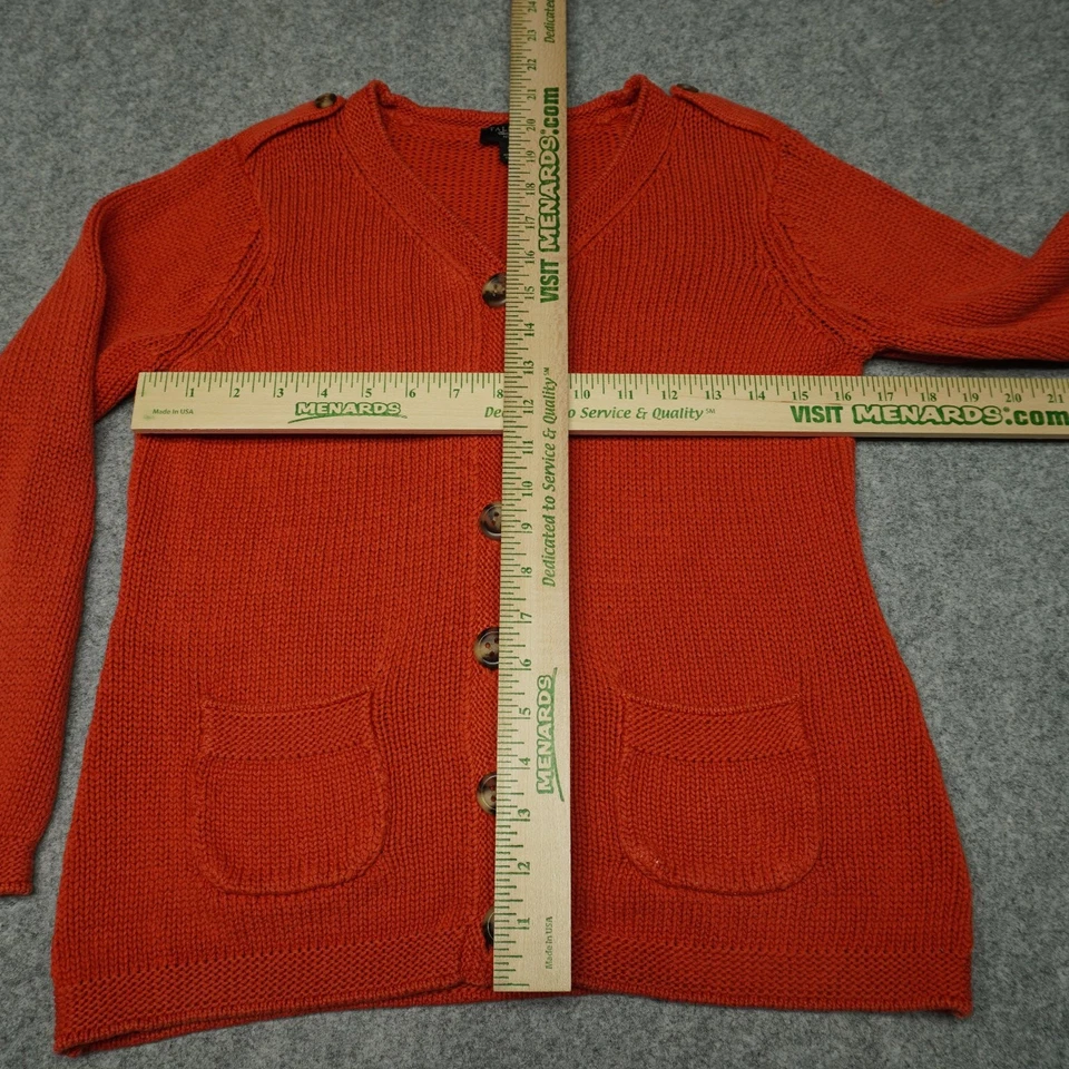Suéter para mujer Talbots naranja pequeño botón delantero tejido cárdigan Foto 3 de 4