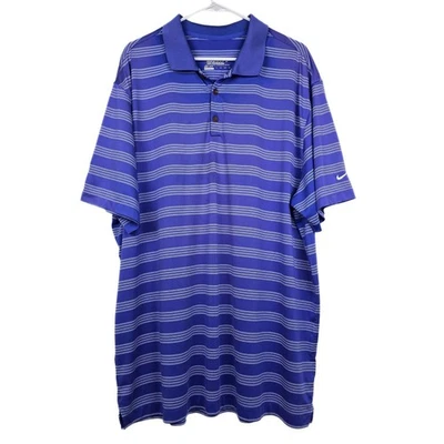 Nike Golf Tour Performance Dri-FIT Striped Polo Shirt Purple Mens 3XL NGC Patch - Image 1 of 4