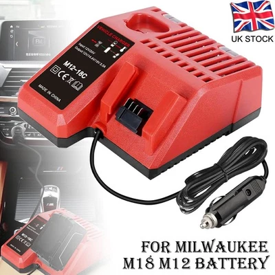 12V/18V Rapid Car Charger For Milwaukee M12 For M18 48-11-1850 Li-Ion Battery