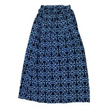 Vintage 60s 70s tapestry damask hippie boho skirt blue black maxi velvet sz S/M