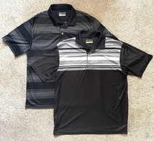 2 PGA Tour Pro Series - Black Polo Shirts - Men's Size Large Short Sleeve