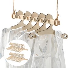 Cute Baby Hangers Extra Thick Wooden Clothes for Kids Toddler Infant Newborn