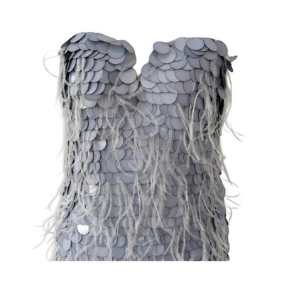 Cult Gaia Light Blue Nira Embellishe Sequins and Feather Gown | eBay Cult Gaia Light Blue Nira Embellishe Sequins and Feather Gown | eBay
