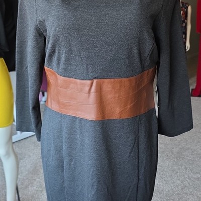 Venus Women s Gray Solid A-Line Long Sleeve Square Neck Long Dress Size 16