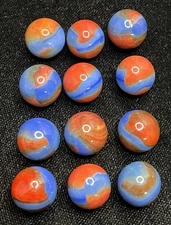 Group Lot (12) Mixed Marble King  Spider-Man Colors, Approximately 5/8”, Marbles