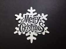 Merry Christmas Snowflake Die Cut Card Stock Embellishments 5 pcs 4 x 3-5/8