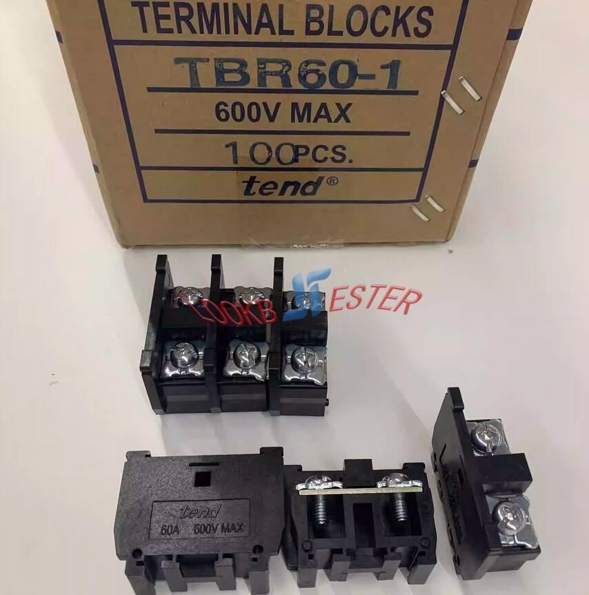 100pcs TEND Terminal Blocks Rail Mount Terminal Block TBR-60 TBR60-1 60A 600VAC