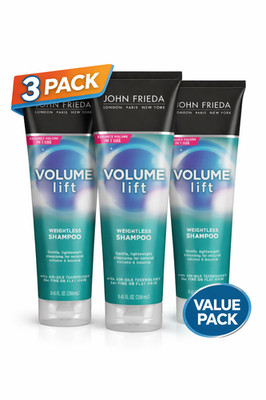 3-Pack John Frieda VOLUME LIFT WEIGHTLESS SHAMPOO Fine or Flat Hair 8.45 oz