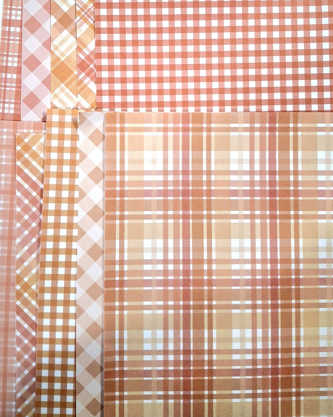 Orange Plaid Craft Paper 10 Sheets 7 7/8" x 5 1/2" Scrapbooking Card Making 
