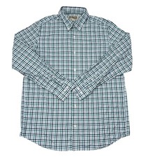 Duluth Trading Co Button Down Shirt Men's Size Large Blue Green Checks Casual