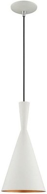Livex Lighting 41185-03 Metal Shade - 7.25'' One Light Mini Pendant, White Finish