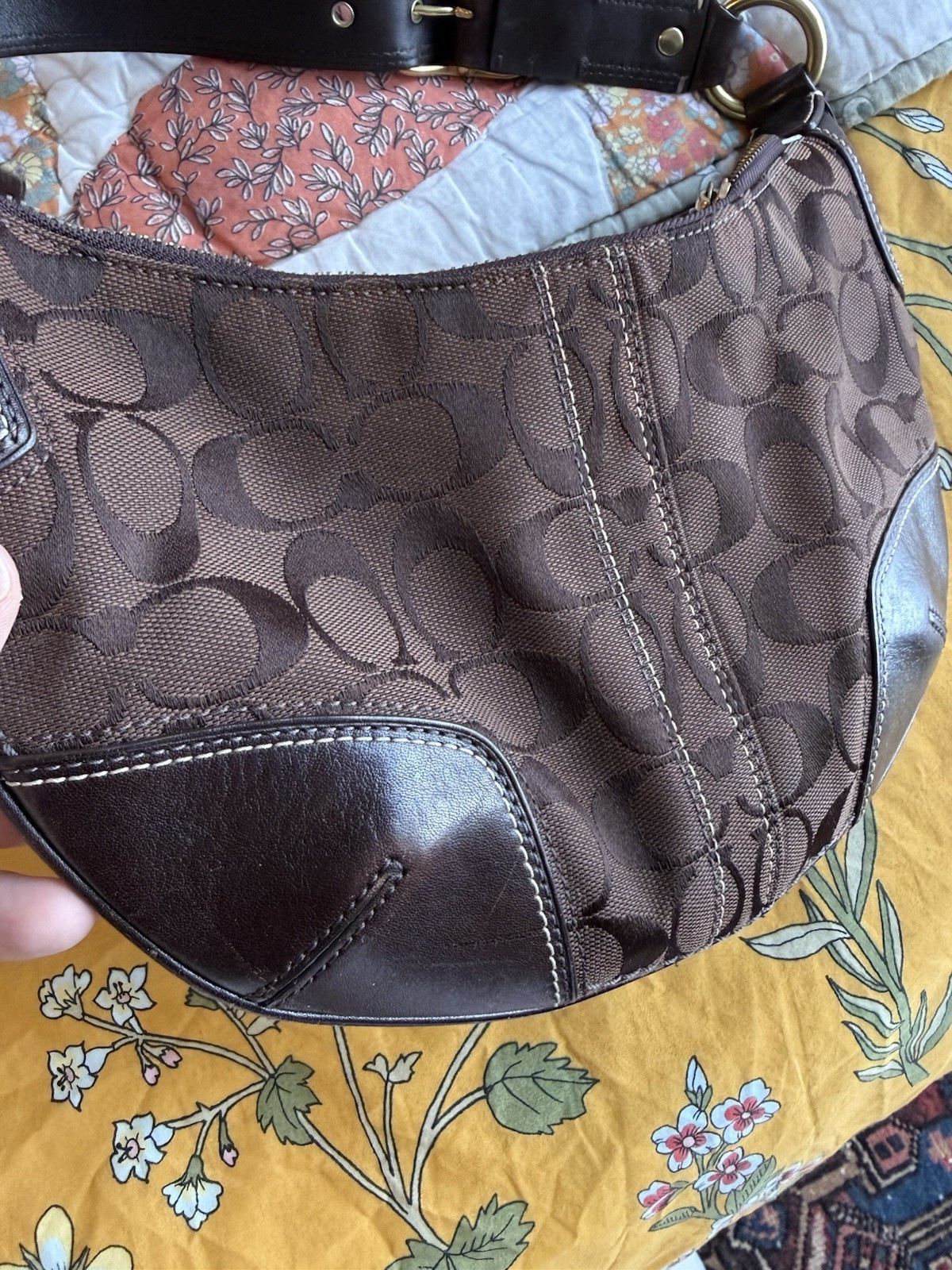 VTG Coach Signature Demi Hobo Shoulder Bag Purse Y2K 90s Glam RARE  Brown 2000s thumbnail 3