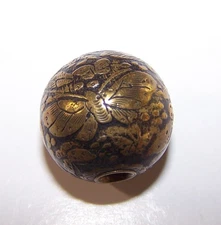 Antique Ojime Mixed Metal Bead Meiji Japan Butterflies - Rare!