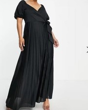 NWT Asos Design Curve Pleated Puff Sleeve Dress Size 22