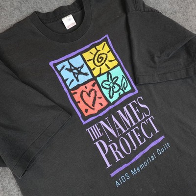 Vintage Names Project Shirt Mens XXL Black AIDS Memorial Quilt HIV Graphic T 90s
