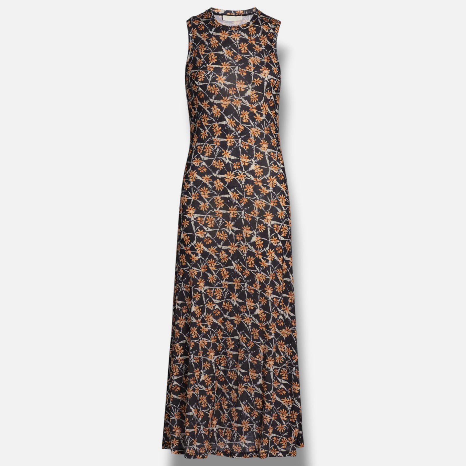 Ulla Johnson Women Black Orange Orla Sleeveless Floral Midi Tank Dress Size M