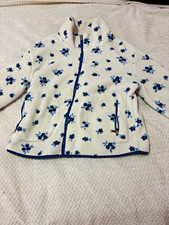 Teens  M White/Blue Floral Fleece Jacket Full...
