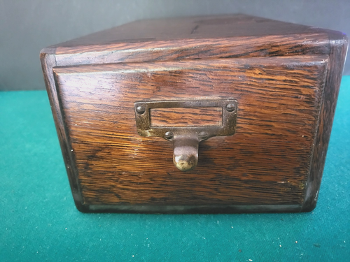 Antique c1910 Macey Quarter-Sawn Oak File Drawer, Index Card Cabinet 14" Long - Picture 2 of 14