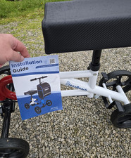 BlessReach WB-2111 Knee Walker 4-Wheel Steerable w/ Handbrakes White/Black/Red