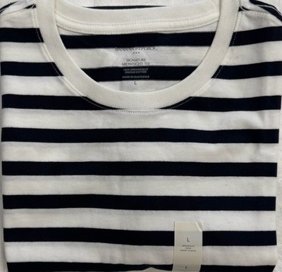 New Banana Republic Men's Short Sleeve T-Shirt White Stripe Size L $20.00
