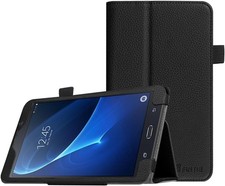 Folio Stand Case for Samsung Galaxy Tab A 7.0 - Slim Vegan Leather Design, Black