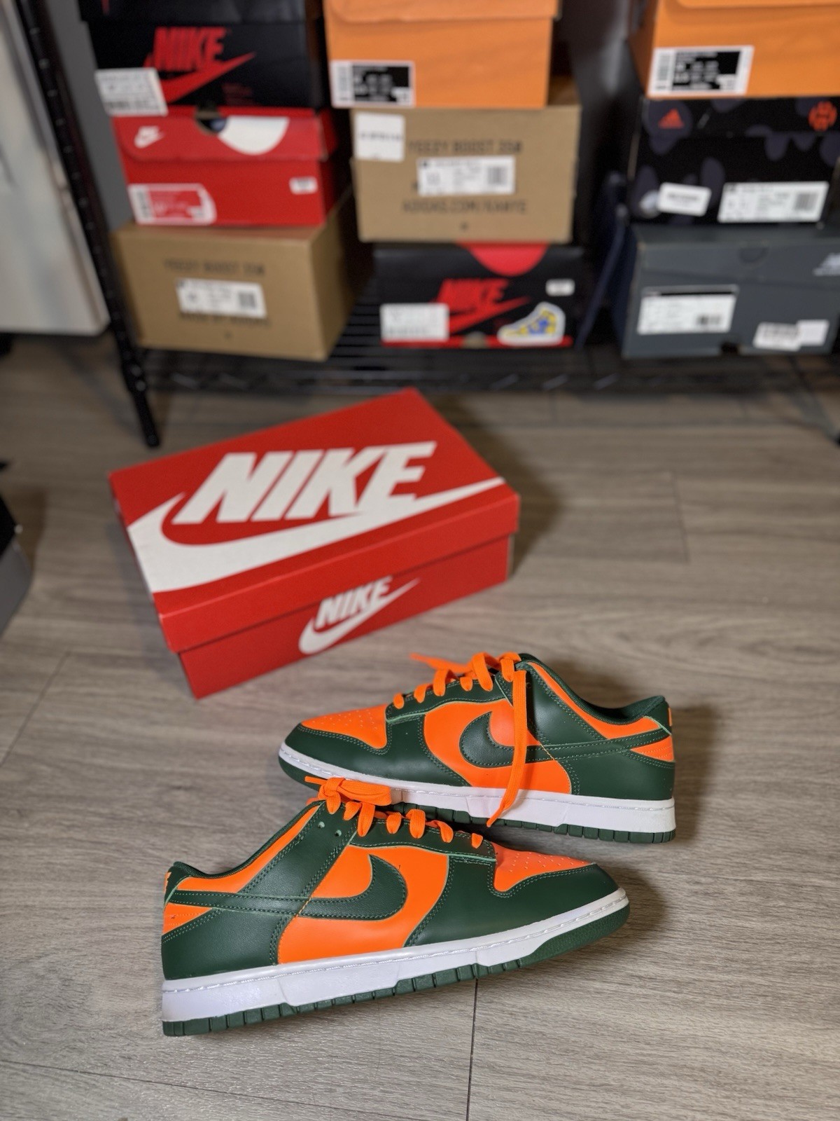 Nike Dunk Low Retro Miami Hurricanes Men Size 11 Orange Green DD1391-300