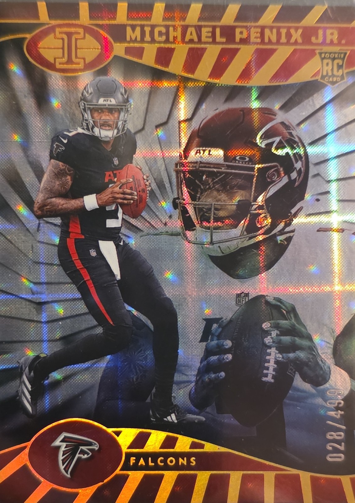 Falcons 2024 Panini Illusions 4 Michael Penix Jr Mirrored Trophy Collection /499