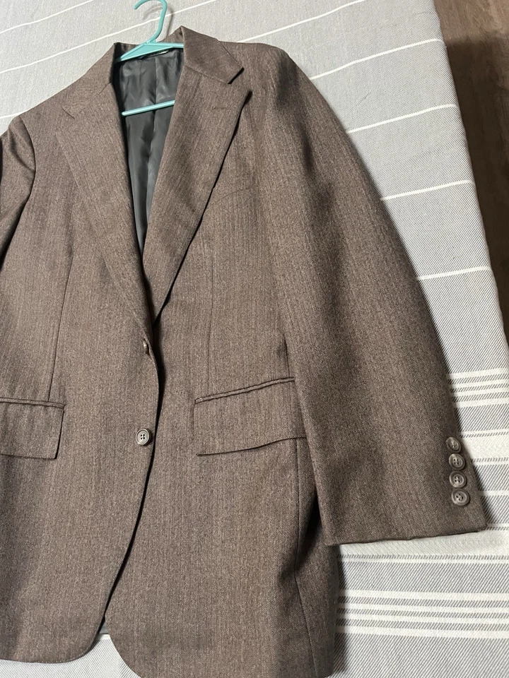 Винтажный Polo Ralph Lauren коричневый зеленый полоски Blazer 40R шерсти Sport пальто куртка - Изображение 4 из 4