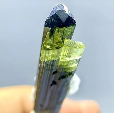 Twin Trigonal Green Cap Astak Tourmaline Crystal Cluster From Skardu - 35 Carat