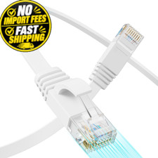 Mnlnbuao Cat 6 Flat Ethernet Cable 50 FT, UTP 10Gbps High-Speed 50FT, White