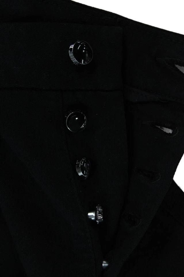 Pantalones Paige para mujer abotonados cintura alta bolsillos pierna ancha lisos negros talla 24 Foto 4 de 4