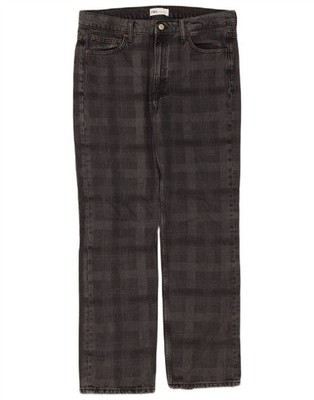 Zara Damen Straight Jeans EU 42 Große W32 L31 Grau Kariert Baumwolle BF03