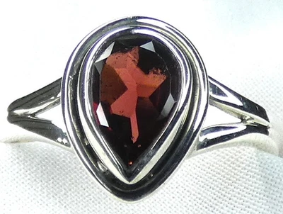 ❤️ Granat Ring 925 Silber Gr. 55 (17,5) facettierter Tropfen Vintage UNIKAT ❤️ - Bild 1 von 4