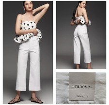 Maeve The Colette Cropped Wide-Leg Pants Magic Fabric Edition White 28 Tall NWT