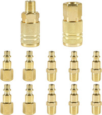12Pcs Air Coupler and Plug Kit 1/4 Inch NPT Brass Air Hose Fittings Brass Quick