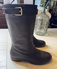 Lauren Ralph Lauren VTG Leather Sorissa Mid Calf Boot W/ Buckle Detail Sz 6 B