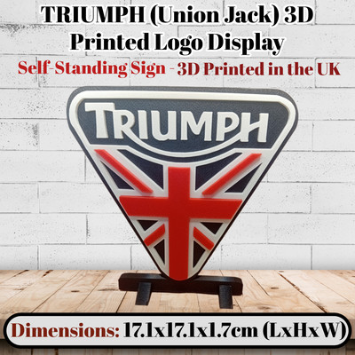 Triumph 3D gedrucktes Logo selbststehendes Schild Union Jack Regal Dekor Kunst MAN CAVE