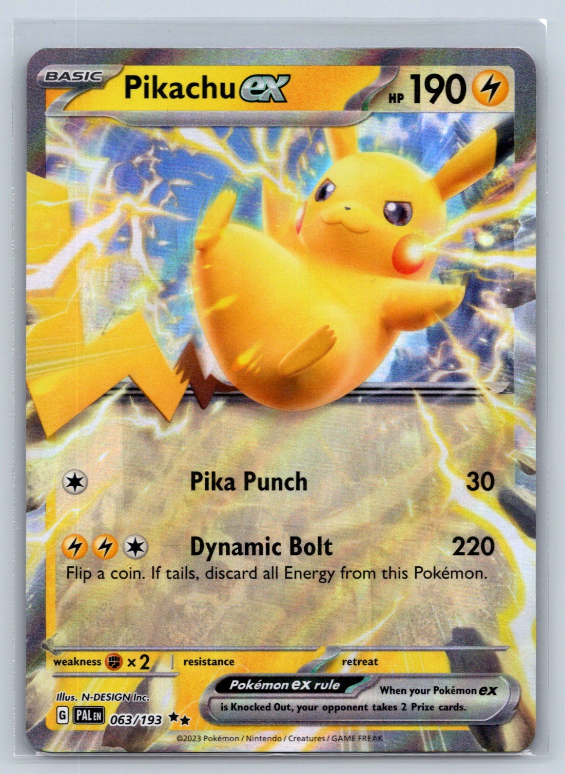 Pikachu ex Full Art Double Rare SV02: Paldea Evolved 063/193 NM