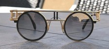 CAZAL Legends 668/3 Col.001 Round Sunglasses Black Gold Made Germany w/ Case