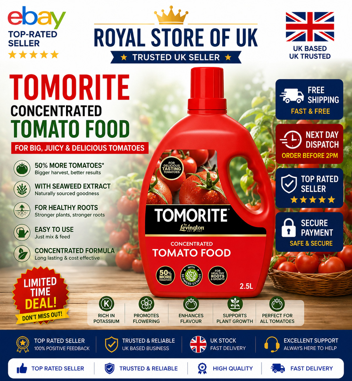 Levington Tomorite 2.5L Concentrated Feed for Tomatoes with Seaweed Extract