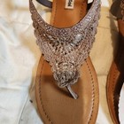 NOT RATED Suede beaded  Croochet Me Down Thong Sandals Women’s size 9 tan flats — photo 5