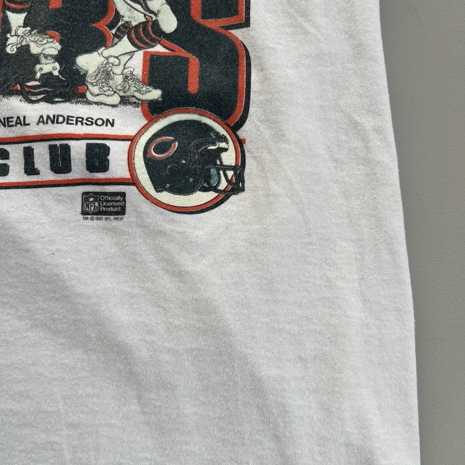 Camiseta vintage años 80 Chicago Bears touchdown club caricatura blanca puntada única Foto 4 de 4
